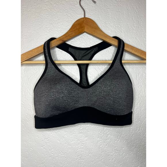Lululemon Speed Up Bra Heathered Black Sports Top Yoga Run Mesh Size 4 - Picture 1 of 5